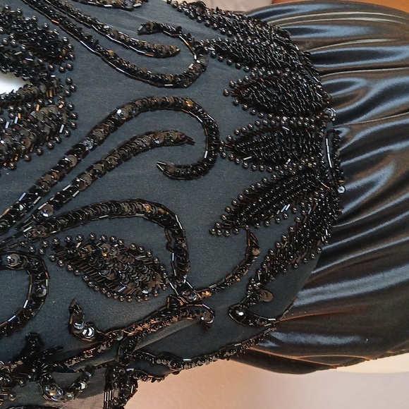 Vintage Black Silk Beaded Bodysuit size 6 by A.J.Bari - Picture 7 of 10